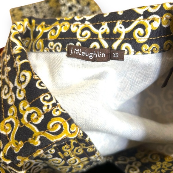 J.Mclaughlin canvas geometric heavy cotton Dress Yellow Black collared Size XS - Picture 4 of 8